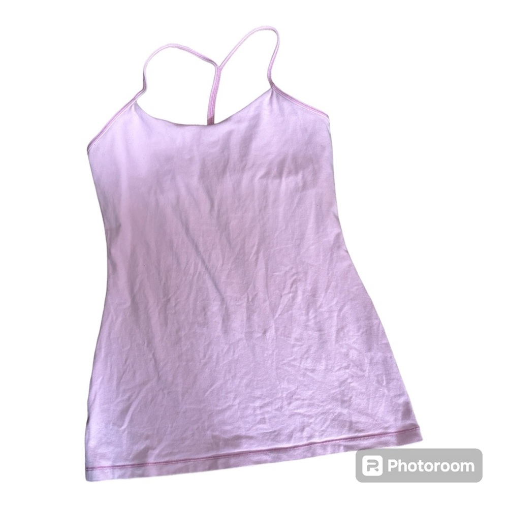 light pink lululemon racerback athletic tank with built in bra & padding